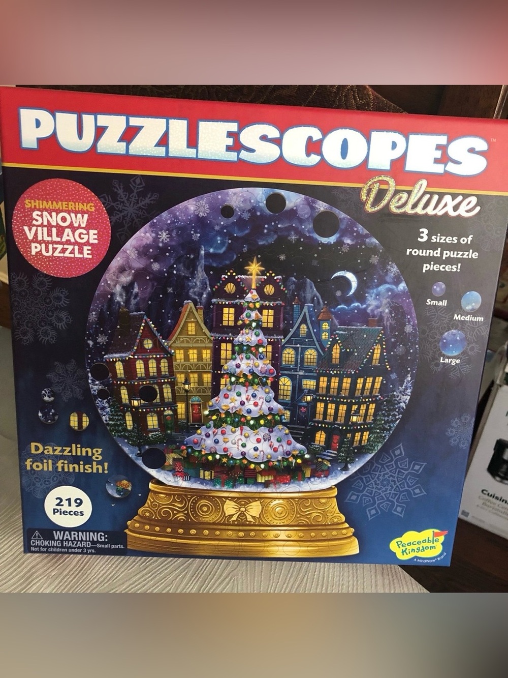 Peaceable Kingdom Puzzlescopes: Snow Village 219 Pieces Puzzle - Complete